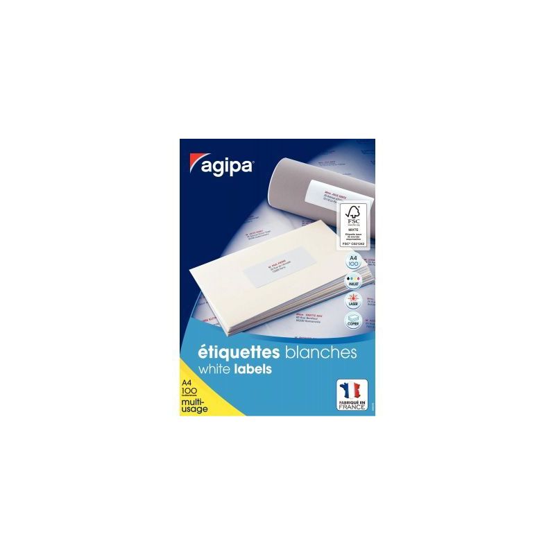 Achetez Boîte de 2100 étiquettes multi-usages blanches 70x42mm 119009 AGIPA pas cher sur Ma Rentrî.