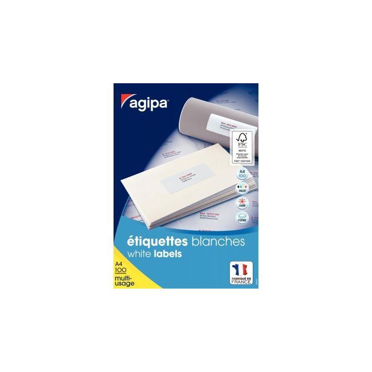 Boîte de 2100 étiquettes multi-usages blanches 70x42mm 119009 AGIPA
