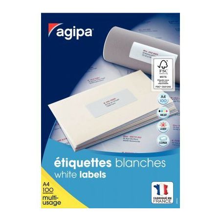 Achetez Boîte de 1400 étiquettes multi-usages blanches 105x42mm 119008 AGIPA pas cher sur Ma Rentr..