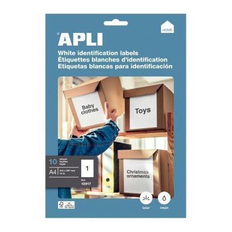 Achetez Pochette de 10 étiquettes multi-usages blanches  210x297mm 12917 APLI pas cher sur Ma Rentr..