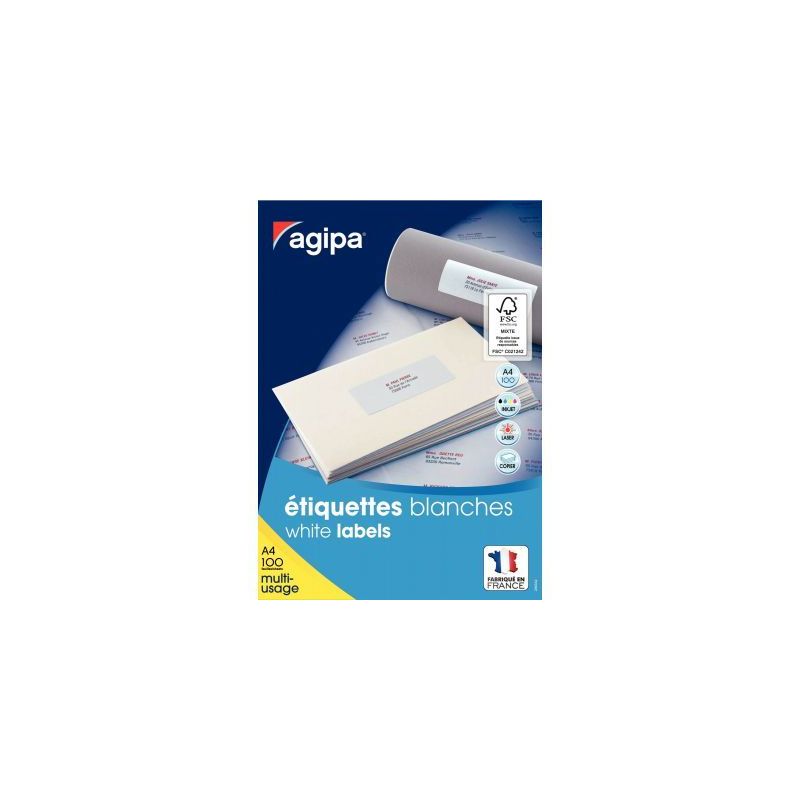 Achetez Boîte de 200 étiquettes multi-usages blanches 210x148,5mm 119016 AGIPA pas cher sur Ma Ren..