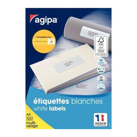 Achetez Boîte de 2400 étiquettes multi-usages blanches 63,5x33,9mm 101309 AGIPA pas cher sur Ma Re..