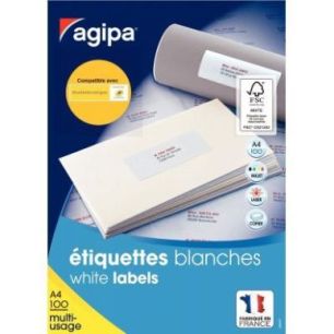 Achetez Boîte de 1000 étiquettes multi-usages blanches 105x57mm 119013 AGIPA pas cher sur Ma Rentr..