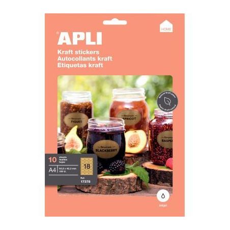 Achetez Pochette de 10 feuilles étiquettes kraft 63,5x42,3mm 17378 APLI pas cher sur Ma Rentrée Sc..