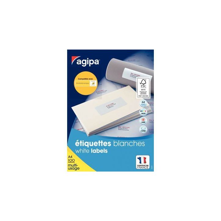 Boîte de 2100 étiquettes multi-usages blanches 63,5x38,1mm 118984 AGIPA