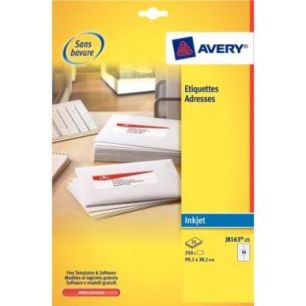 Achetez Pochette de 350 étiquettes blanches pour jet d'encre 99,1x38.1mm J8163-25 AVERY pas cher su..