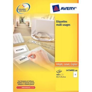 Achetez Pochette de 300 étiquettes blanches enlevables 99,1x42,3mm L4743REV-25 AVERY pas cher sur M..