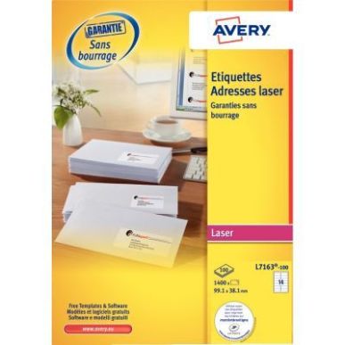Achetez Pochette de 1400 étiquettes adhésives blanches laser 99,1x38,1mm L7163-100 AVERY pas cher ..