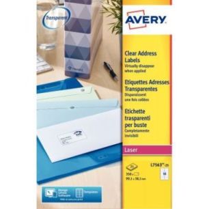 Achetez Pochette de 350 étiquettes transparentes laser 99,1x38,1mm L7563-25 AVERY pas cher sur Ma R..