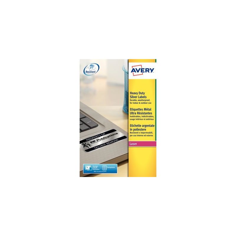 Achetez Pochette de 960 étiquettes indéchirables argentées adhésif permanent 45,7x21,2mm L6009-2..