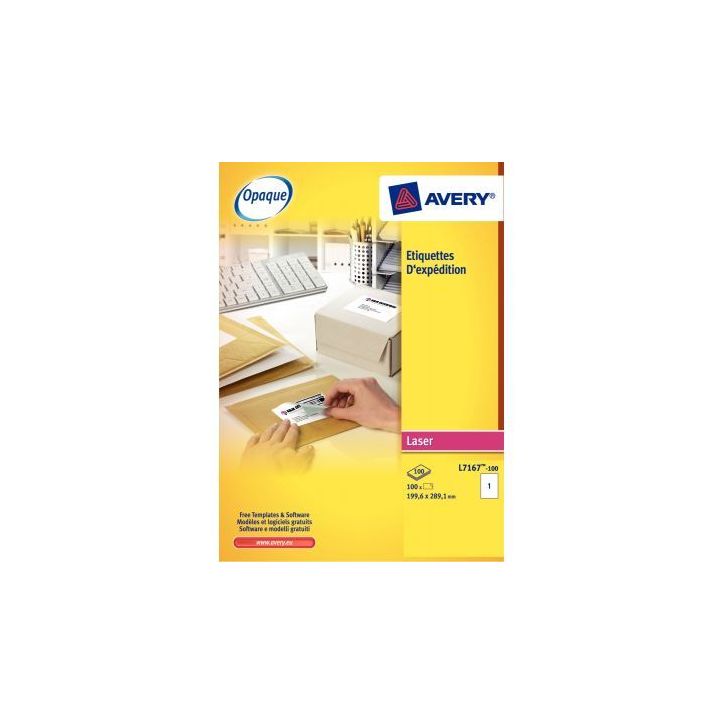 Pochette de 400 étiquettes adhésives blanches laser 139x99,1mm L7169-100 AVERY
