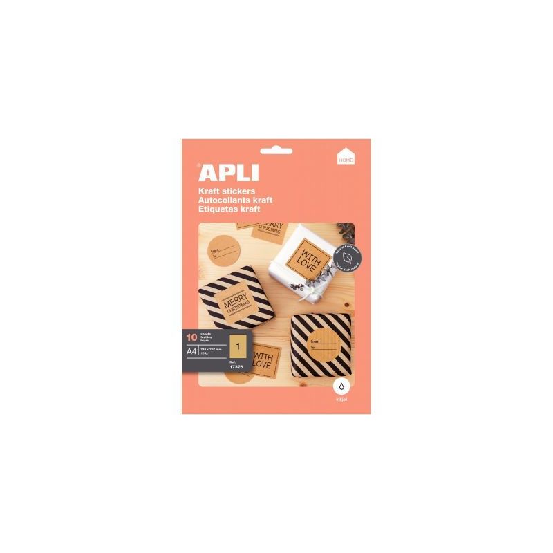 Achetez Pochette de 10 feuilles étiquettes kraft 210x297mm 17376 APLI pas cher sur Ma Rentrée Scol..