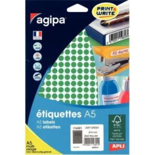 Achetez Etui de 2940 pastilles adhésives diamètre 8 mm vert 114301 AGIPA pas cher sur Ma Rentrée ..