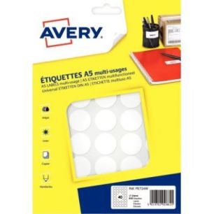 Achetez Etui de 640 disques adhésifs 24mm coloris blanc PET24W AVERY pas cher sur Ma Rentrée Scola..