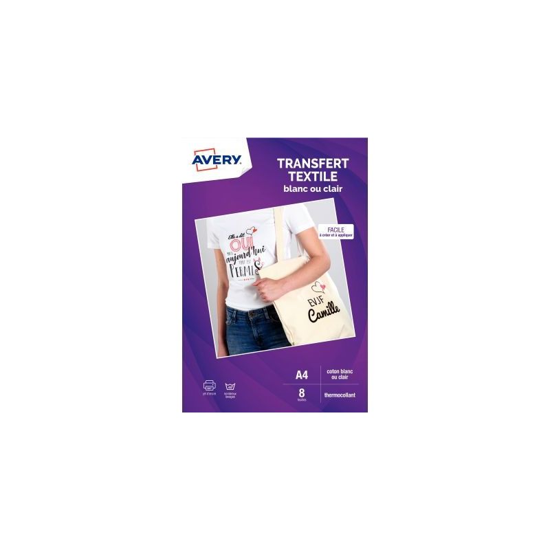 Achetez Paquet de 8 transferts 210x297mm textile C9405-8 AVERY pas cher sur Ma Rentrée Scolaire