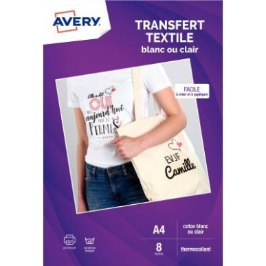 Achetez Paquet de 8 transferts 210x297mm textile C9405-8 AVERY pas cher sur Ma Rentrée Scolaire