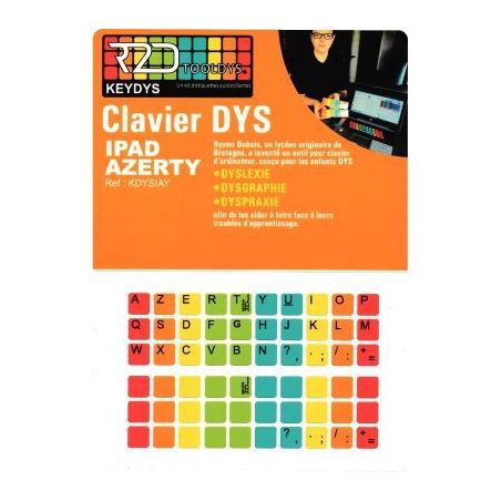 Achetez Kit d'étiquettes pour clavier AZERTY IPad pour personnes à troubles DYS KDYSIAY pas cher s..