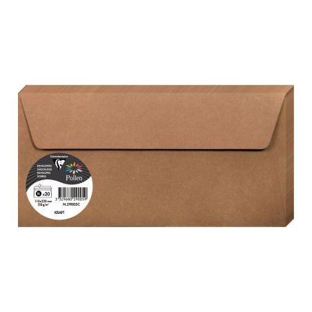 Achetez Paquet de 20 enveloppes Pollen 110x220mm 120g kraft 29005C POLLEN CLAIREFONTAINE pas cher su..
