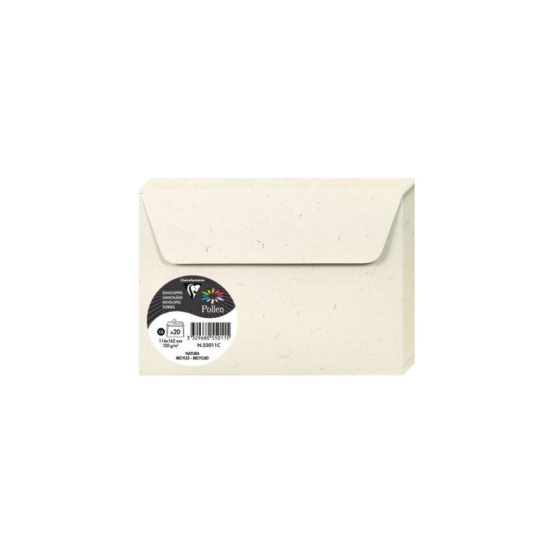 Achetez Paquet de 20 enveloppes Pollen 114x162mm 120g natura 55011C POLLEN CLAIREFONTAINE pas cher s..