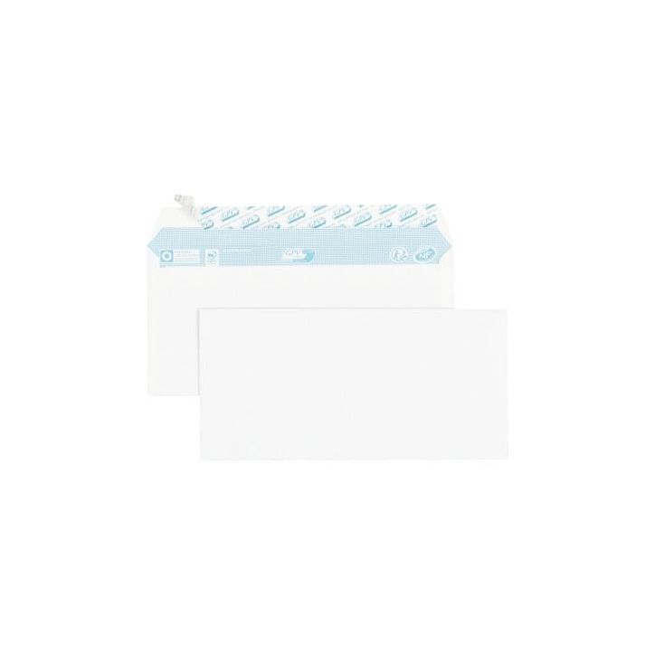 Paquet de 100 enveloppes blanches 110x220mm 80g bande siliconée 6624 GPV