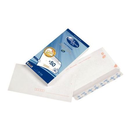 Achetez OXFORD Paquet de 50 enveloppes Blanches pré-casées auto-adhésives 80g format 110x220mm DL..