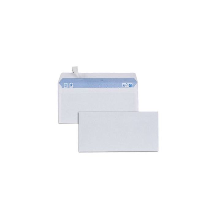 Boîte de 500 enveloppes Blanches 80g DL 110x220 auto-adhésives