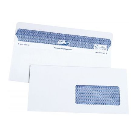 Achetez Boîte de 100 enveloppes blanches DL+ 112x225 90g/m² fenêtre 45x100 SECURE autocollante 50..