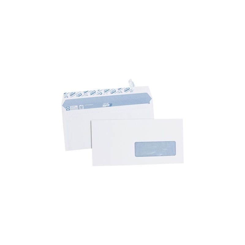 Achetez Boîte de 500 enveloppes blanches DL 110x220 90g/m² fenêtre 35x100 bande de protection 271..