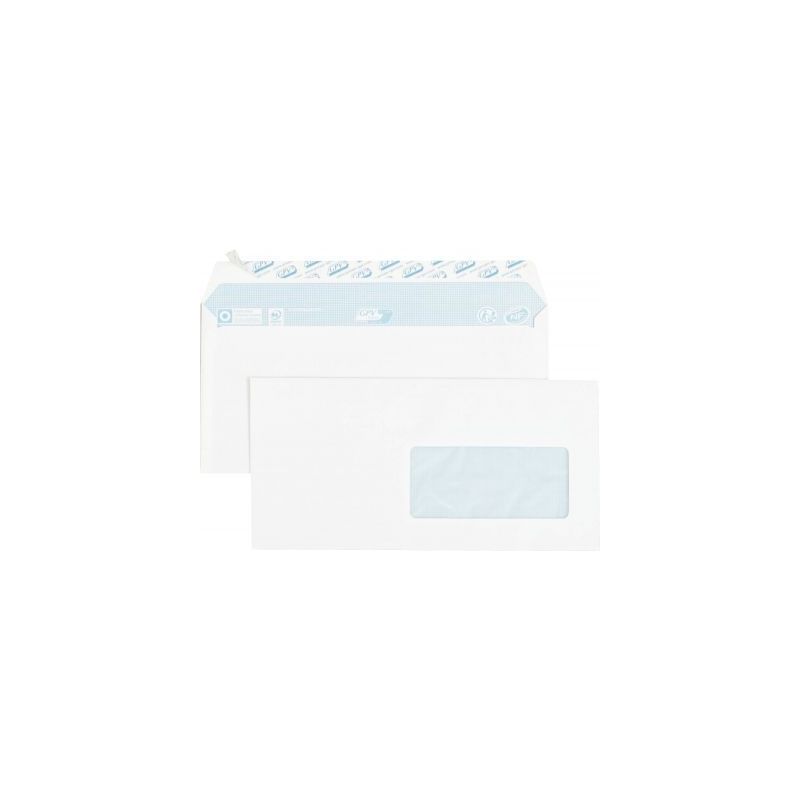 Achetez Boîte de 70 enveloppes blanches DL 110x220 80g/m² bande siliconée fenêtre 45x100 6262 pa..