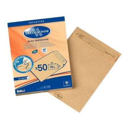 Achetez Paquet de 50 pochettes kraft C5 162x229 90g/m² bande de protection 51954 LA COURONNE pas ch..