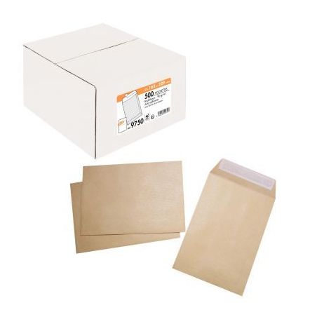 Achetez Boîte de 500 pochettes kraft Brun recyclé 90g C5 162x229 auto-adhésives pas cher sur Ma R..