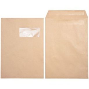 Achetez PERGAMY Boîte de 250 pochettes kraft Brun 90g C4 229x324 mm fenêtre 50x100 mm autocollante..