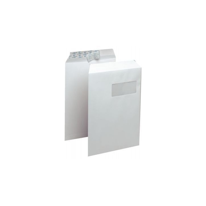 Paquet de 50 pochettes vélin blanc 229x324 90g/m² fenêtre 50x110 bande de protection 23053 LA COURONNE
