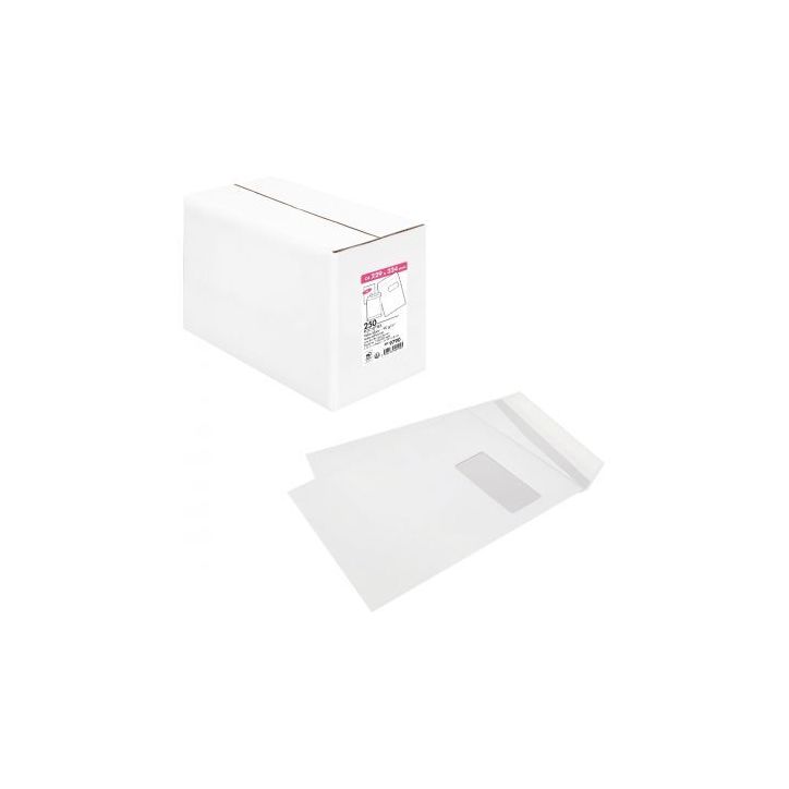 Boîte de 250 pochettes blanches C4 229x324 90g/m² fenêtre 50x110 bande de protection 9790 LA COURONNE