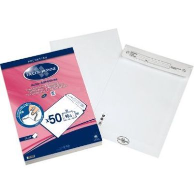 Achetez Paquet de 50 pochettes vélin blanc C4 229x324 90g/m² bande de protection 23052 LA COURONNE..