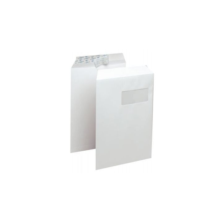 Boîte de 250 pochettes vélin blanc C4 229x324 90g/m² fenêtre 50x110 bande de protection 1920 BLC LA COURON
