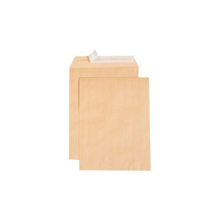 Boite de 250 pochettes Kraft 120g format 250x353 mm bande siliconnée 4156