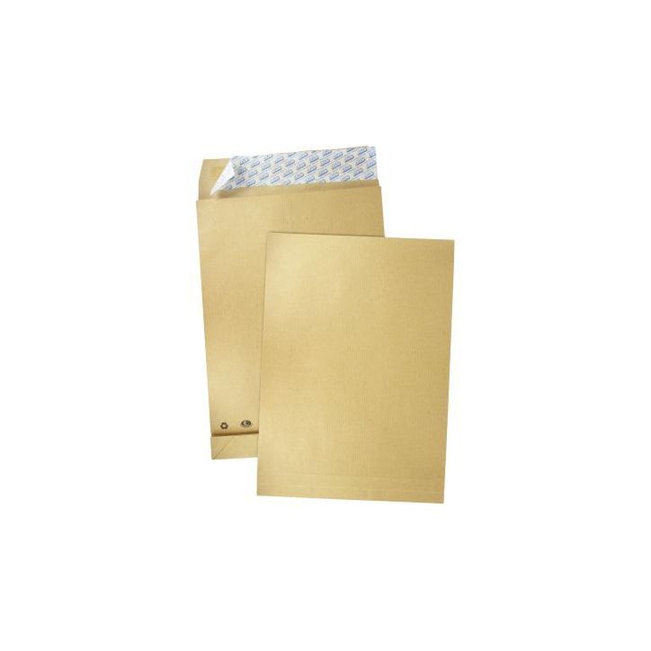 Carton de 250 pochettes kraft 260x330mm 120g soufflet 30mm bande siliconée 4955 GPV