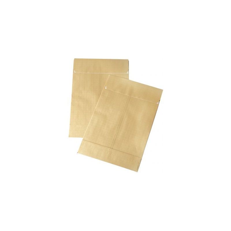 Achetez Paquet de 50 pochettes kraft armé brun 3 soufflets 280x375 130g/m² bande de protection 501..