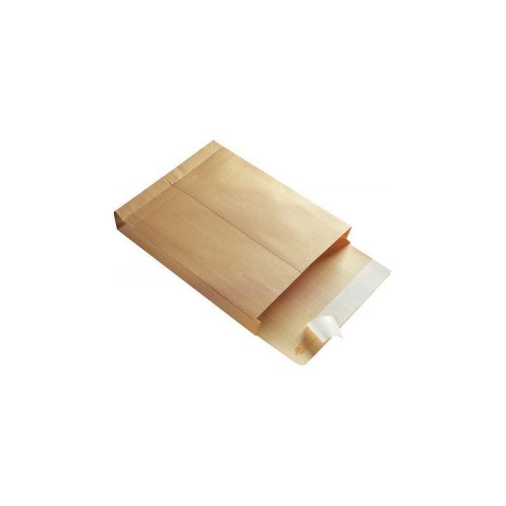 Carton de 125 pochettes kraft armé 230x320mm soufflet 30mm bande siliconée fenêtre 50x100mm 1741 LA COURONN(...)