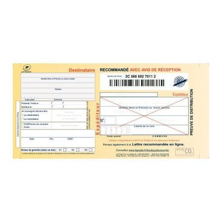 Achetez Boite de 100 imprimés recommandés avec accusé de réception présentation liasse 3756 pas..