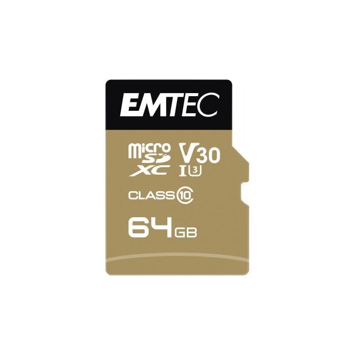 Carte micro SD Emtec UHS I U3 V30 Speedin Pro 64 GO XC ECMSDM64GXC10SP EMTEC