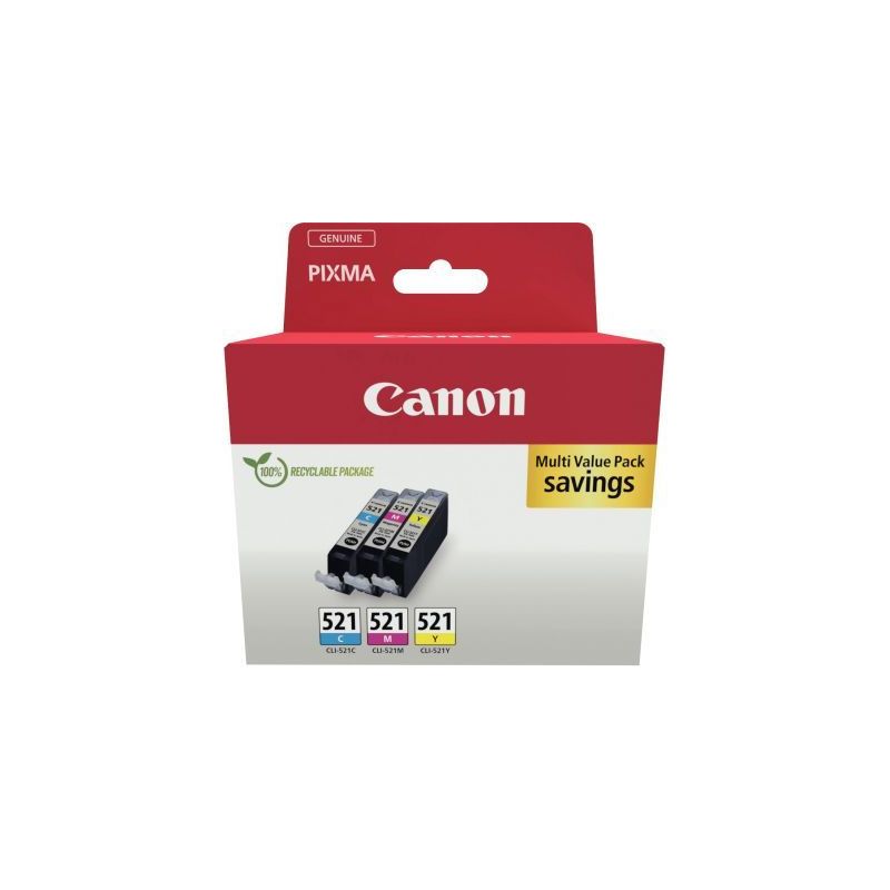 Achetez Lot de 3 cartouches à la marque Canon CLI-521 cyan magenta et jaune 521 CASPI2934B007BU CAN..