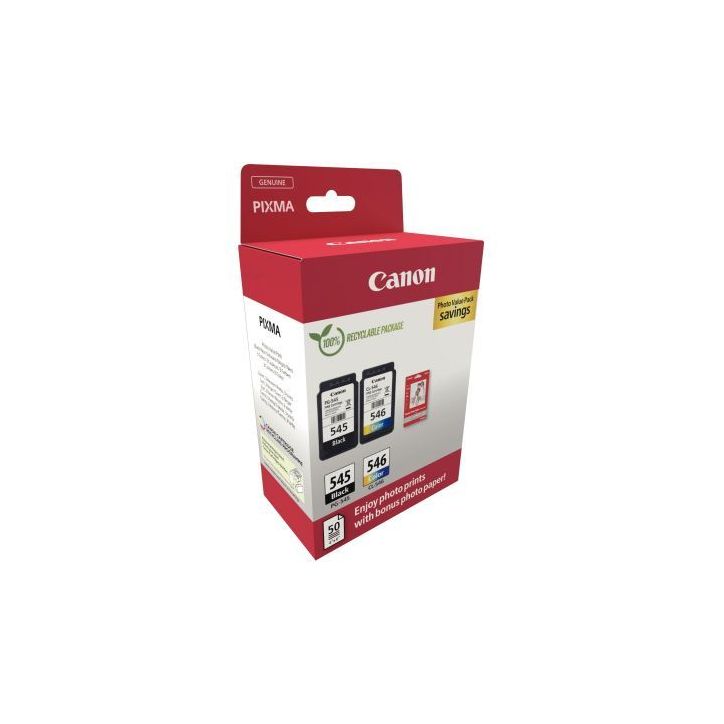Canon 545 / 546 pack de 2 cartouches jet d'encre noire & couleurs authentique (PG545BL / CL546CMJ) 545/546 CAS(...)