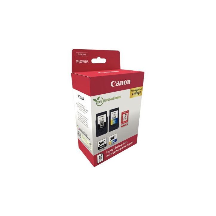 Canon 560/561 pack de 2 cartouches jet d'encre noire et couleurs authentique (PG-560/CL-561) 560/561 CASPI3713(...)