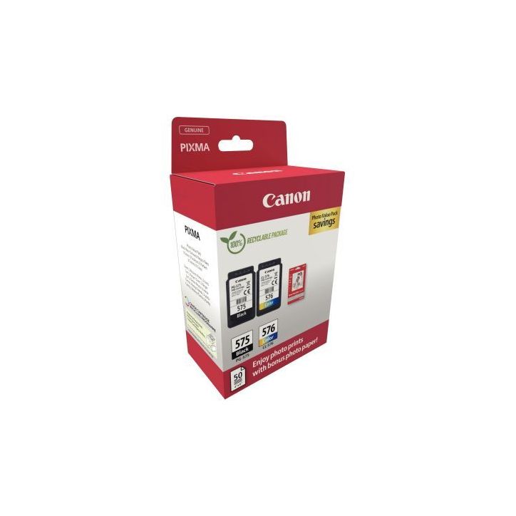 Canon 575 / 576 lot de 2 cartouches jet d'encre noire & couleurs authentique (PG575BK / CL576CMJ) 575/576 CASP(...)