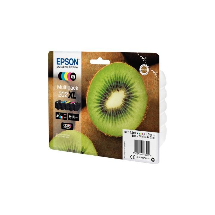 EPSON Multipack XL Jet d'encre 202 série KIWI Noir photo+Noir+Cyan+Magenta+Jaune C13T02G74010