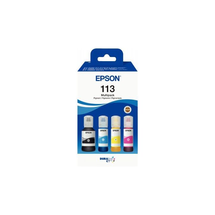 Epson 113 pack de de 4 flacons jet d'encre noire, cyan, magenta et jaune authentique (T06B640) 113 EPSPIT06B64(...)
