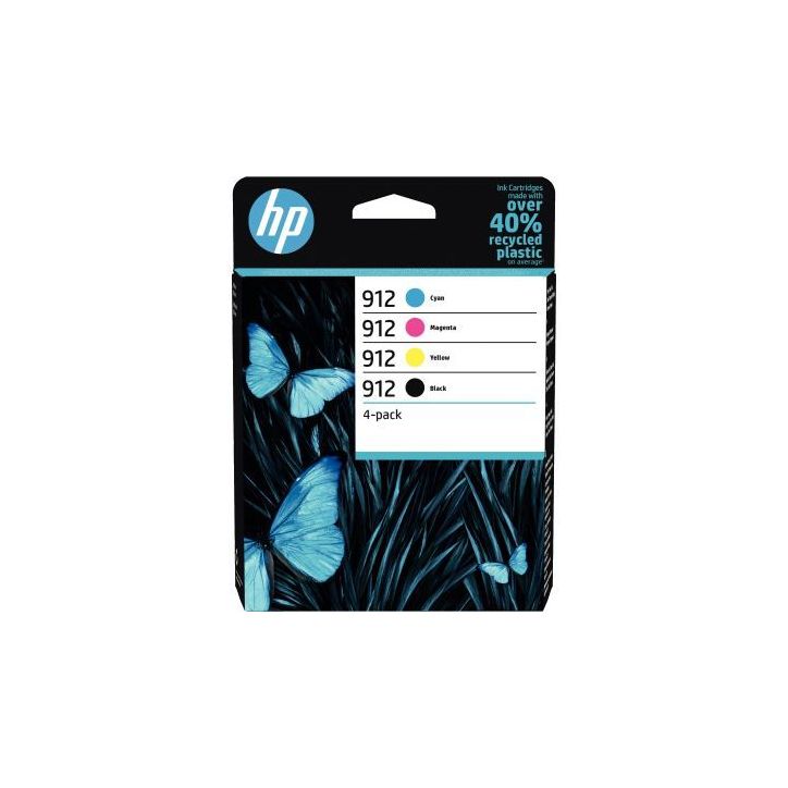 Lot de 4 cartouches jet d'encre à la marque HP 6ZC74AE noir cyan magenta jaune 912 6ZC74AE HP