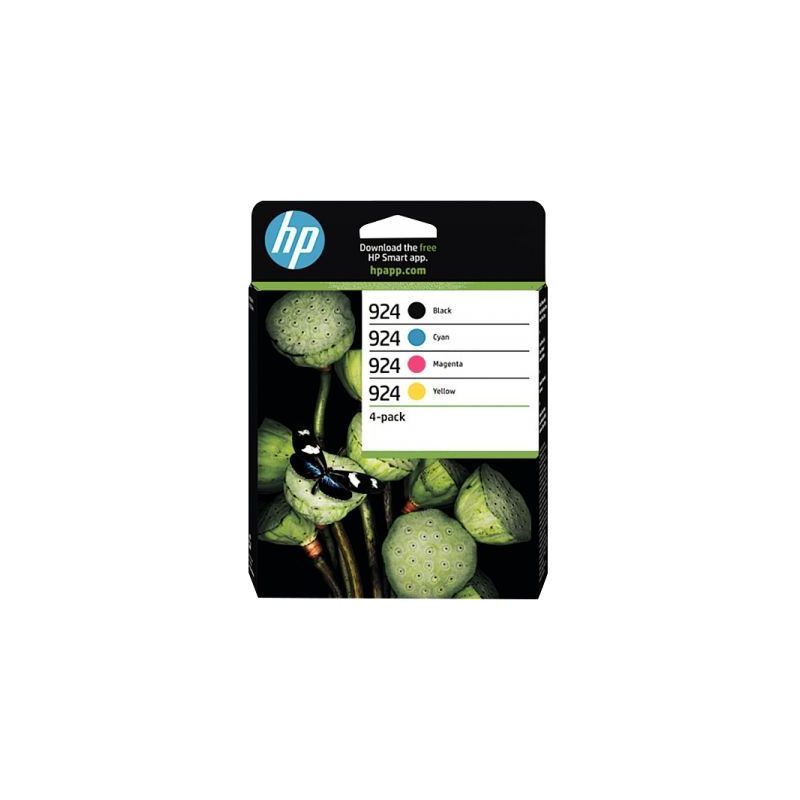 Achetez HP 924 pack de 4 cartouches d'encre noire, cyan, magenta et jaune authentiques (6C3Z1NE) 924..